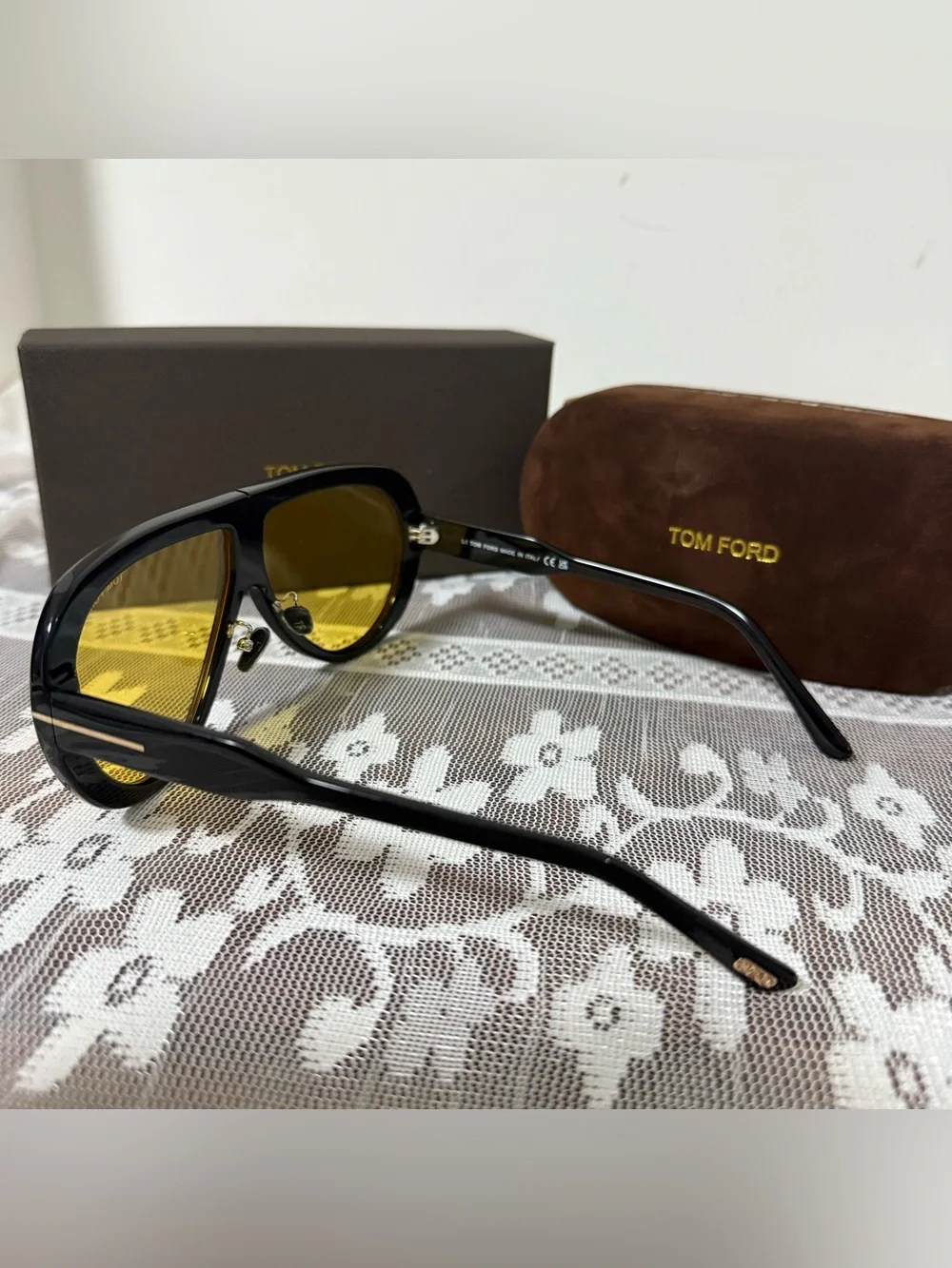 Tom Ford Black Sunglasses with Yellow Lenses